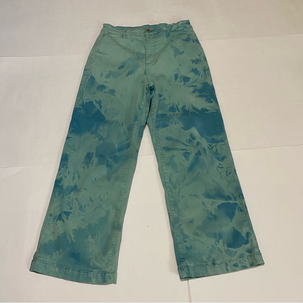 Cosmic Blue Love Green Tie-Dye Wide-Leg Pants